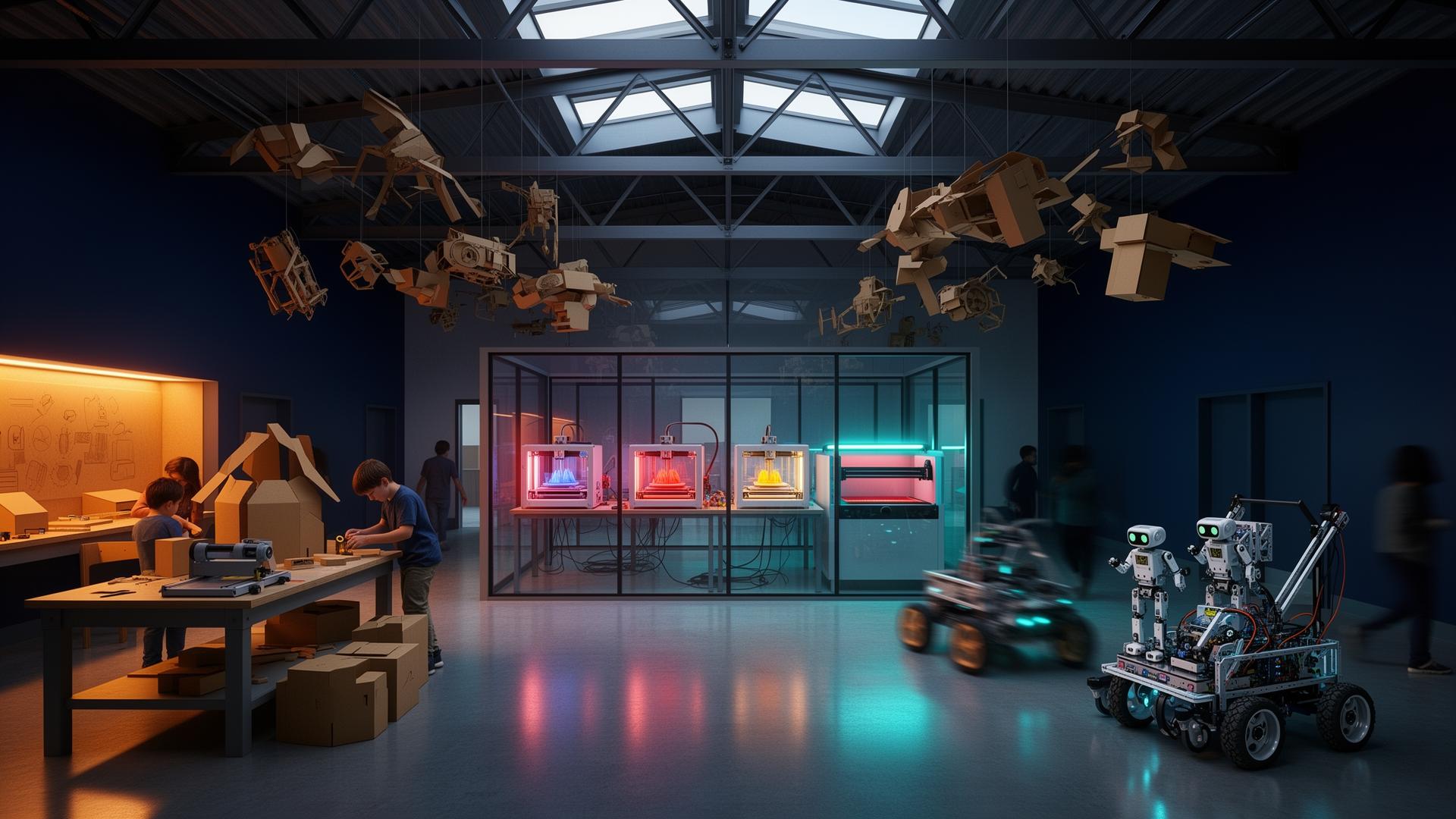 The Innovation Atrium concept render — Walk in and see something being made.
