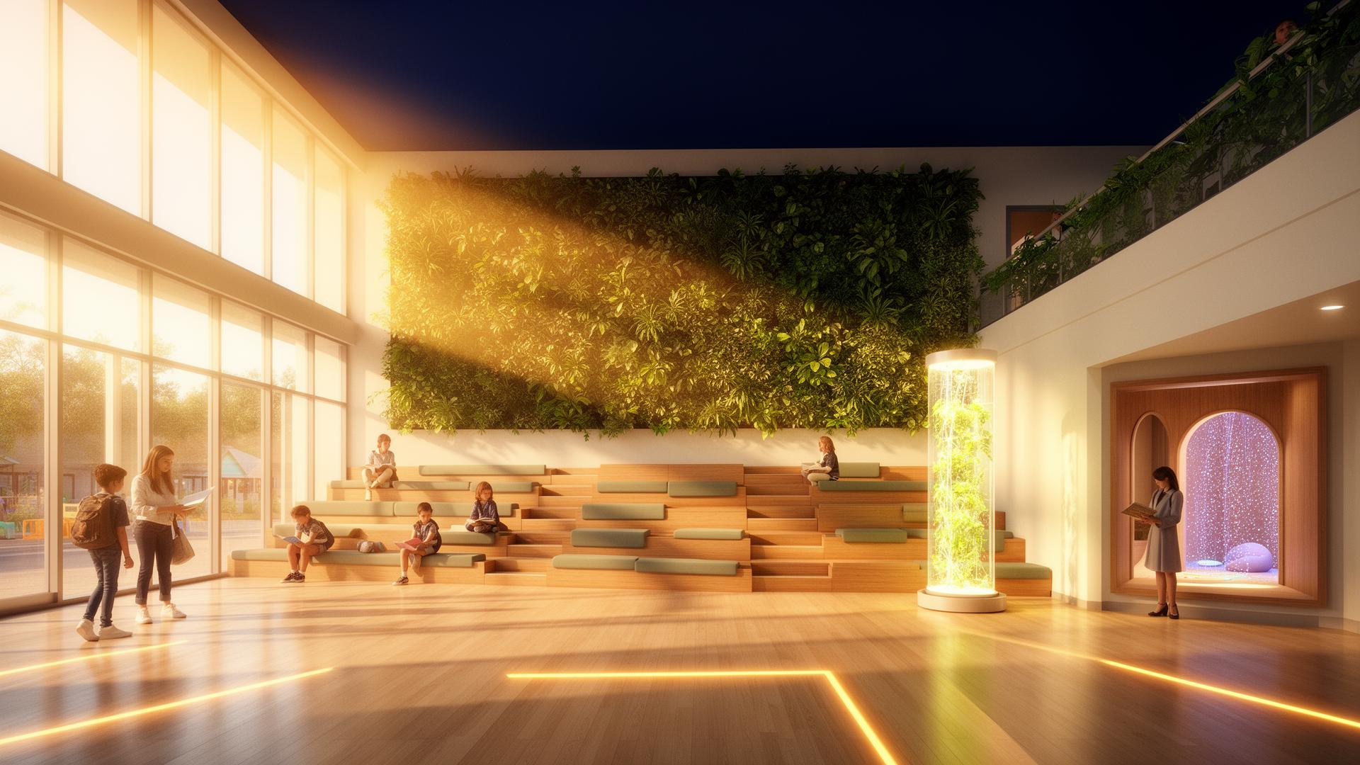 The Daylight Forum concept render — A calm, biophilic threshold into the day.